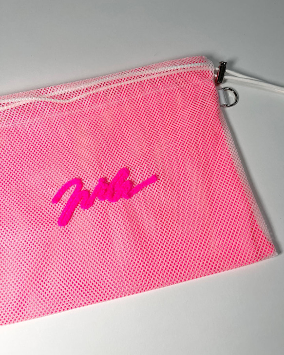 wiLc mesh KINCHAKU Bag (neon pink)　※チェーン別売り 5枚目の画像