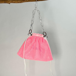 wiLc mesh KINCHAKU Bag (neon pink)　※チェーン別売り 2枚目の画像