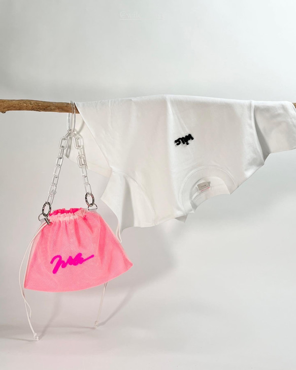 wiLc mesh KINCHAKU Bag (neon pink)　※チェーン別売り 9枚目の画像