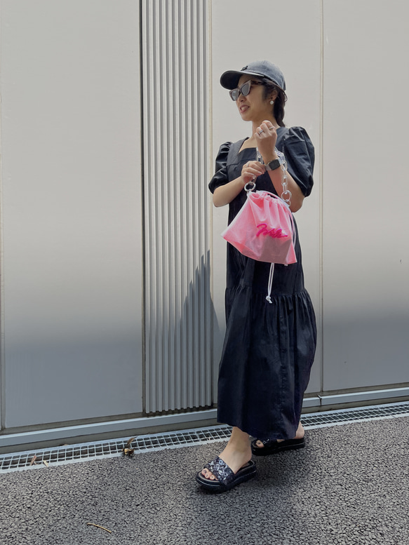 wiLc mesh KINCHAKU Bag (neon pink)　※チェーン別売り 11枚目の画像