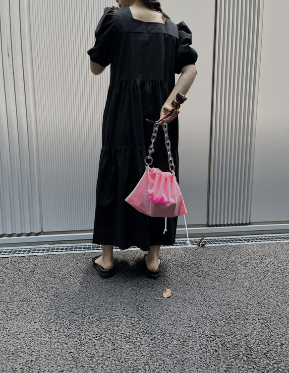 wiLc mesh KINCHAKU Bag (neon pink)　※チェーン別売り 10枚目の画像