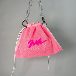 wiLc mesh KINCHAKU Bag (neon pink)　※チェーン別売り 3枚目の画像