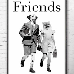 Friends　犬　かわいい　イラスト　ポスター   A4   アート　アートポスター　（アート　seiで検索）　724 1枚目の画像