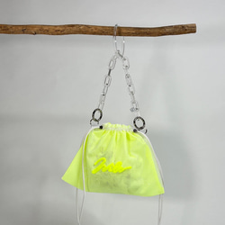 wiLc mesh KINCHAKU Bag (neon yellow)　※チェーン別売り 1枚目の画像