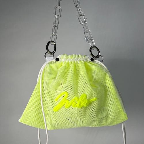 wiLc mesh KINCHAKU Bag (neon yellow) ※チェーン別売り 巾着