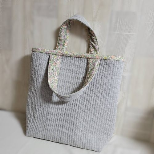 ヌビバッグ リバティA ピンク ラセンビィコットン 花柄 グレー
