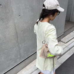 wiLc mesh KINCHAKU Bag (beige × neon yellow)　※チェーン別売り 10枚目の画像