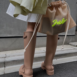 wiLc mesh KINCHAKU Bag (beige × neon yellow)　※チェーン別売り 7枚目の画像