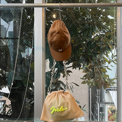 wiLc mesh KINCHAKU Bag (beige × neon yellow)　※チェーン別売り 11枚目の画像