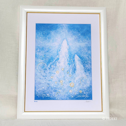 絵画 龍 日本画 額付き 41cm✖️38cm 美術品 龍神 水の神様 真作