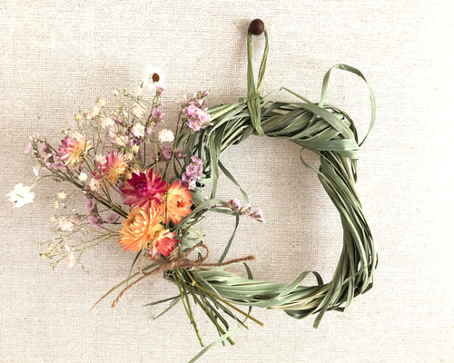 送料無料♡ドライフラワー小さなレモングラスリース リース Rest