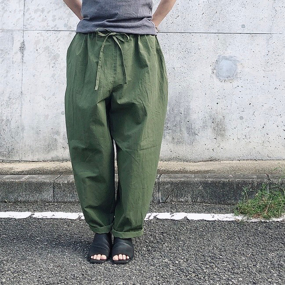 new.  大人ルーズパンツ green-khaki 4枚目の画像