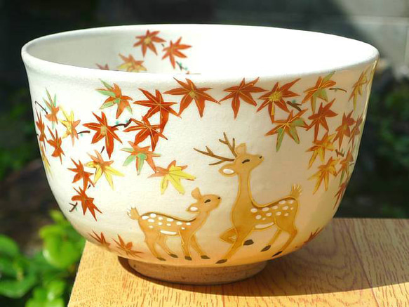 抹茶碗伝統工芸士小倉亨金砂子こうのとり松竹梅共箱陶歴友湖袱紗付未