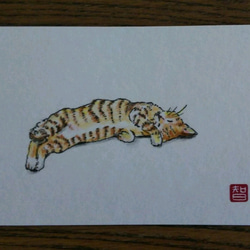 【トラ猫】猫ちゃんのお昼寝　原画　額なし 3枚目の画像