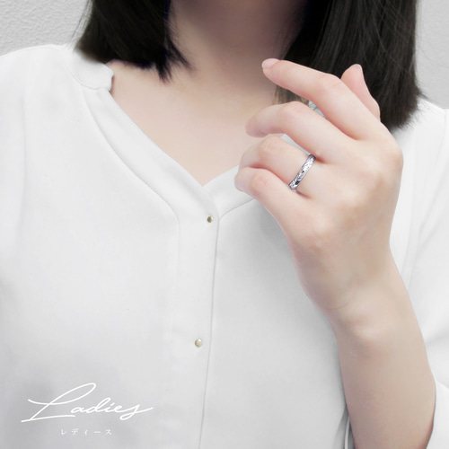 プラチナ ウェーブライン ダイヤモンド マリッジリング 結婚指輪 1年 