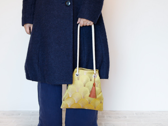 FUJIYAMA 手拿包 裝飾藝術黃色 2WAY 簡約手拿包，可肩背或斜挎 第8張的照片