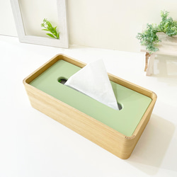 KATOMOKU 紙巾盒 2 雙面 km-122BG 桐木藍/綠 第2張的照片