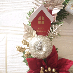 クリスマスリース  キラキラ トナカイ と ハウス 4枚目の画像