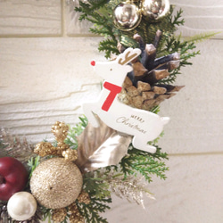 クリスマスリース  キラキラ トナカイ と ハウス 3枚目の画像