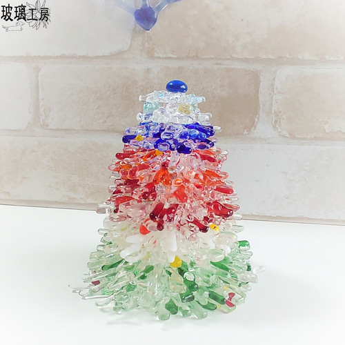 ガラスツリー クリスマスツリー 一点物 フュージング ガラス