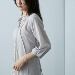 七分袖細褶洋裝 - 杏灰  Pleated 3/4 length sleeve 2 way dress - Gary 第5張的照片