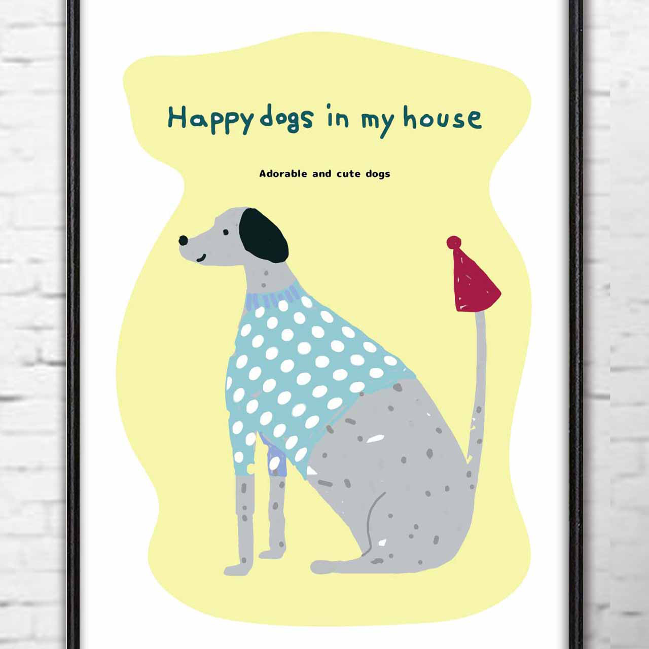 愛される犬  犬　送料無料　モダン　イラスト　ポスター   アート　アートポスター　（アート　seiで検索）　動物733