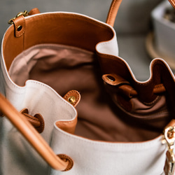 亞麻和真皮 2 路包 6 號帆布單肩包麻帆布 [已生成] 第6張的照片