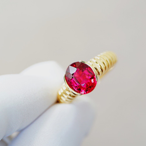 K18YG 天然トルマリンリング