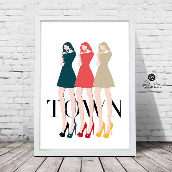 TOWN  ファッション　イラスト　ポスター   A4   アート　アートポスター　（アート　seiで検索）　735 1枚目の画像
