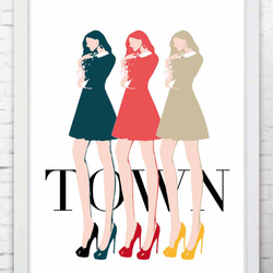 TOWN  ファッション　イラスト　ポスター   A4   アート　アートポスター　（アート　seiで検索）　735 2枚目の画像