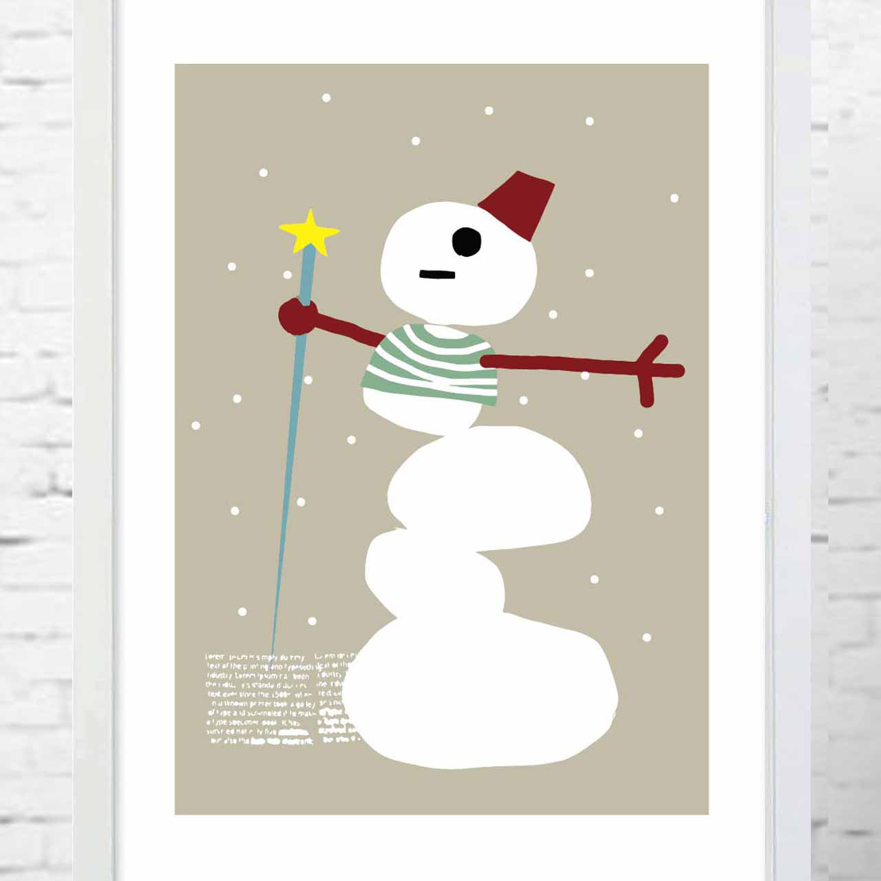 バランスの悪い雪だるま　雪　送料無料　ポスター   アート　アートポスター　（アート　seiで検索）　738