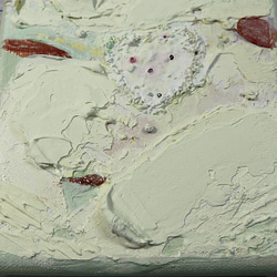 抽象画　アクリル画　キャンバス　18×14㎝　texture-art　｢グリーンフロス‒愛｣ 10枚目の画像