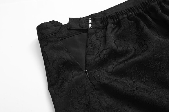 黒の型押しダークパターンジャカードマキシスカートエレガントでシンプルな二重層裏地高弾性弾性スカート 3枚目の画像