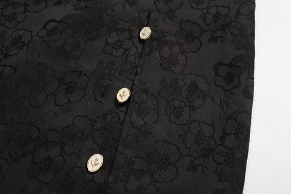 黑色 浮雕暗紋提花半身長裙 優雅簡約雙層內裡高彈力鬆緊裙子 第5張的照片