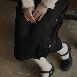 黒の型押しダークパターンジャカードマキシスカートエレガントでシンプルな二重層裏地高弾性弾性スカート 12枚目の画像