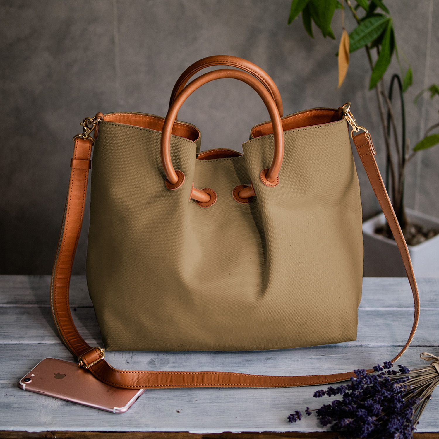 TRAUM□original-tote リネン100%&wash帆布☆2way