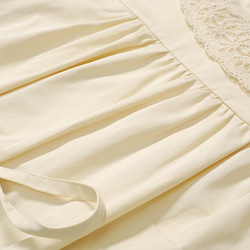 クリーミーなアプリコットレース刺繍入りドールカラードレス ロマンティックスイートスプライシングカフスハイウエストルーズドレス 4枚目の画像
