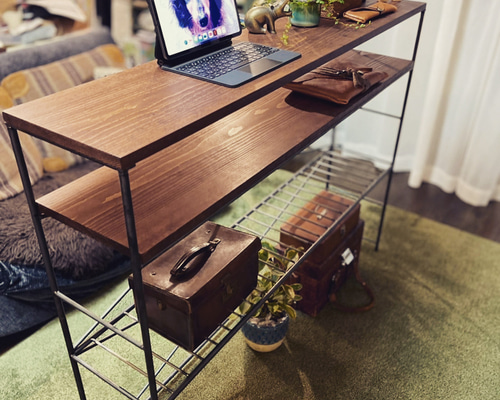 アイアン家具　男前マルチラック　ハンドメイドシェルフ  オーダーメイド アイアン家具 男前マルチラック 収納シェルフ ハンドメイド