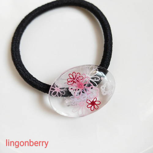 ❁water garden❁ タティングレースとレジンのヘアアクセサリー ポニー