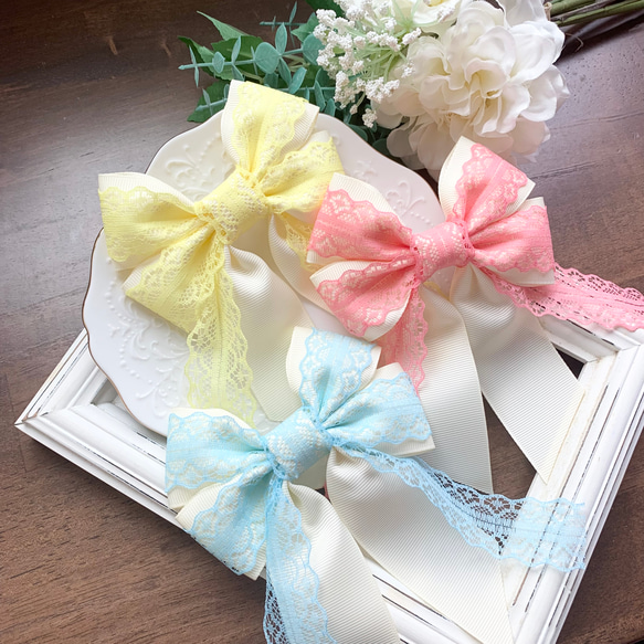 はしごレースピンタックリボン ヘアリボン はしごレースピンタックリボン | メタモルフォーゼ - ロリータ