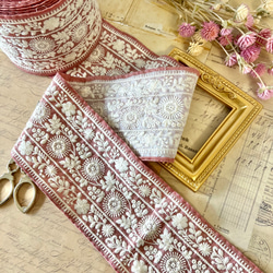30cm  インド刺繍リボン  シルク  花柄 4枚目の画像