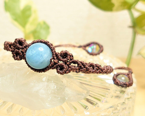 マクラメブレスレット/ミックス天然石 マクラメブレスレット/ミックス天然石 天然石ルースのマクラメ