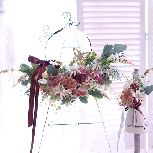 ハーフリース◇ラナンキュラスリース◇ナチュラル G88106c1.jpg