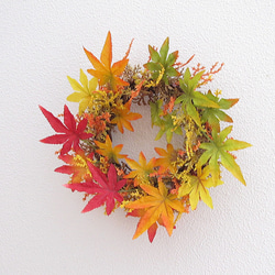 紅葉のグラデーションカラーリース（直径約23cm）　秋　オータム　ｃｍｗｈaw011 3枚目の画像