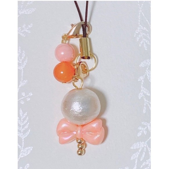 【ハンドメイド】わたがし　ストラップ　1点 ハンドメイド】わたがしストラップ1点