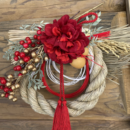 正月 しめ縄飾り 植物素材　ひょうたん　ヒカゲノカズラ 正月 しめ縄飾り 植物素材ひょうたんヒカゲノカズラ