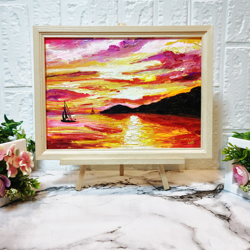 【25％OFF】 油絵 絵画 【朝焼けと日没】 絵画 HR 通販 14688161｜Creema 絵画