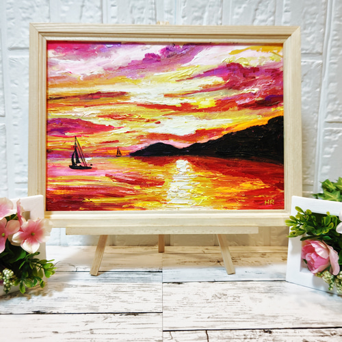 油絵 絵画 【朝焼けと日没】 油絵 絵画 【朝焼けと日没】 絵画 HR 通販 14688161｜Creema