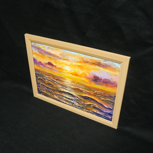 油絵 油彩 油彩画 絵 絵画【夕焼けの海】A4 絵画 HR 通販