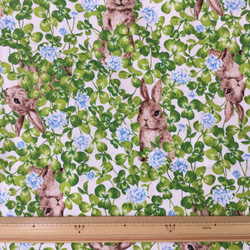 ラスト1 ウサギとクローバー　ブルー　約110×40cm 2枚目の画像